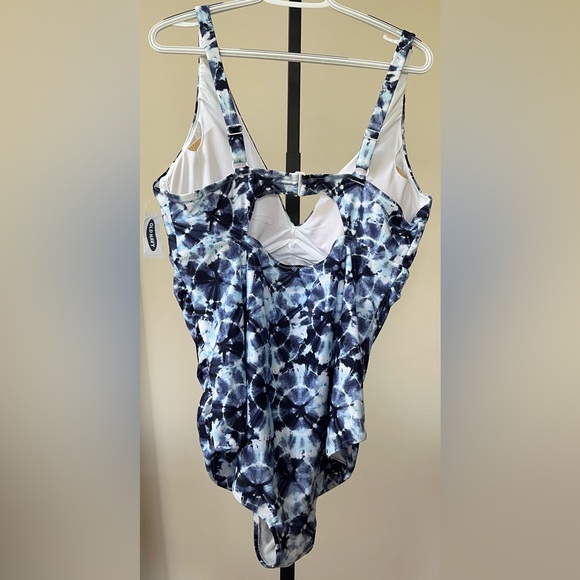 Old Navy Blue and White Tie Dye One Piece Swimsuit - Picture 2 of 3